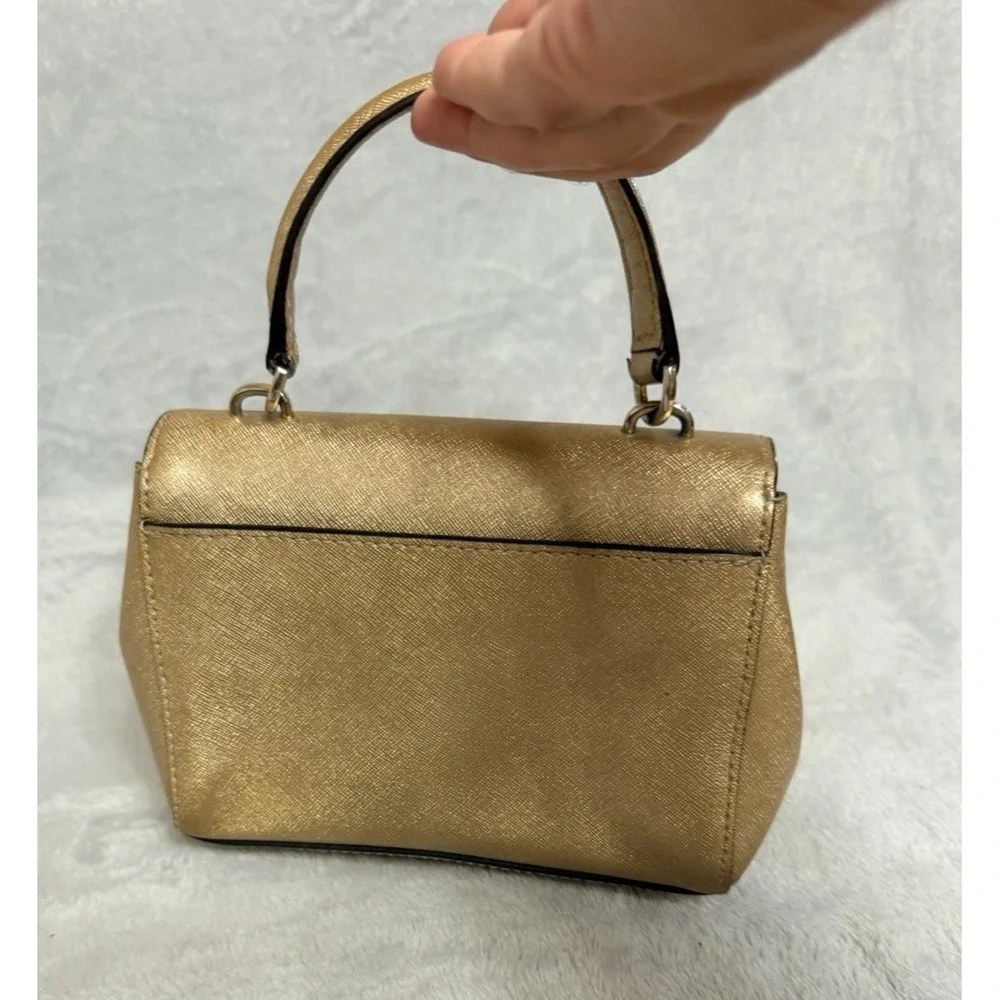 Michael Kors Small Ava Small Mini Satchel Bag Metallic Gold Purse Handbag